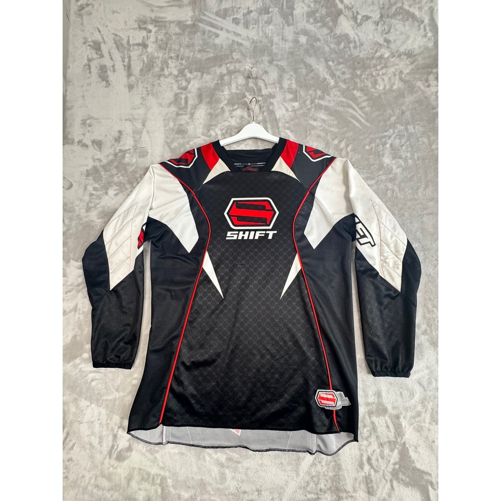 Shift Racing Long Sleeve Jersey Men's Black Red White‎ Motocross MX Gear Size L